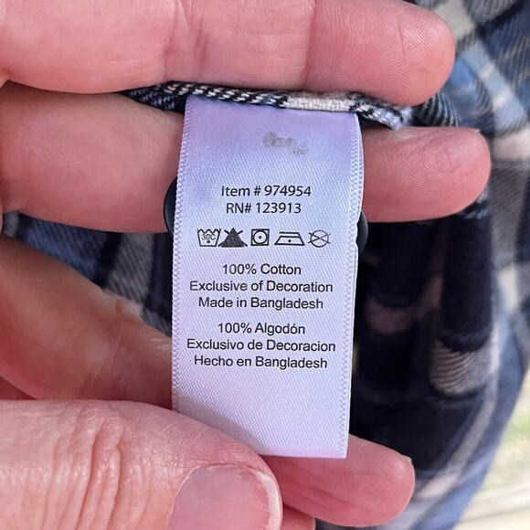 Jachs Men's Blue Plaid Flannel Long Sleeve Button Down Shirt Size L - Picture 9 of 9